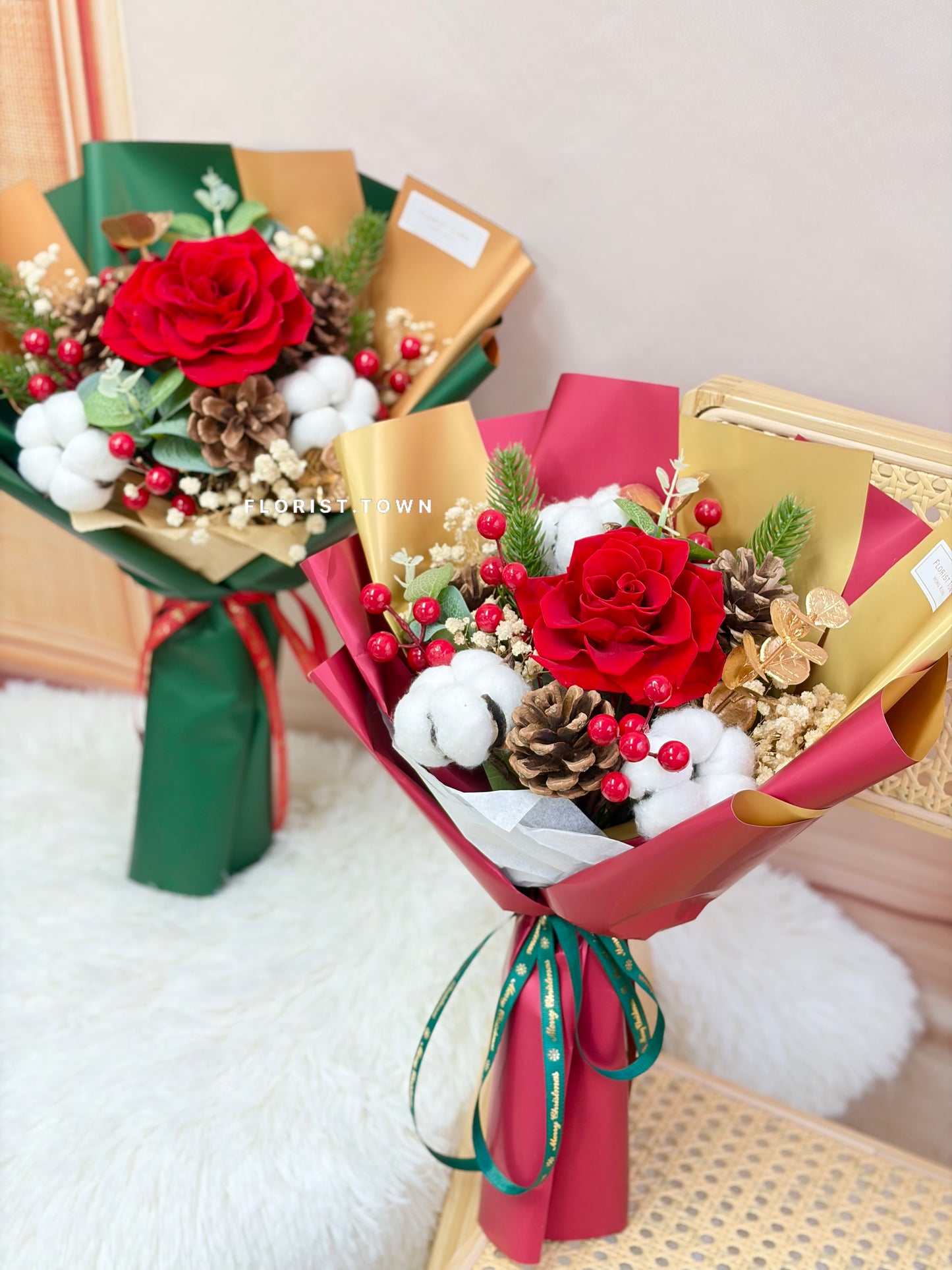 紅金色聖誕花束M SIZE