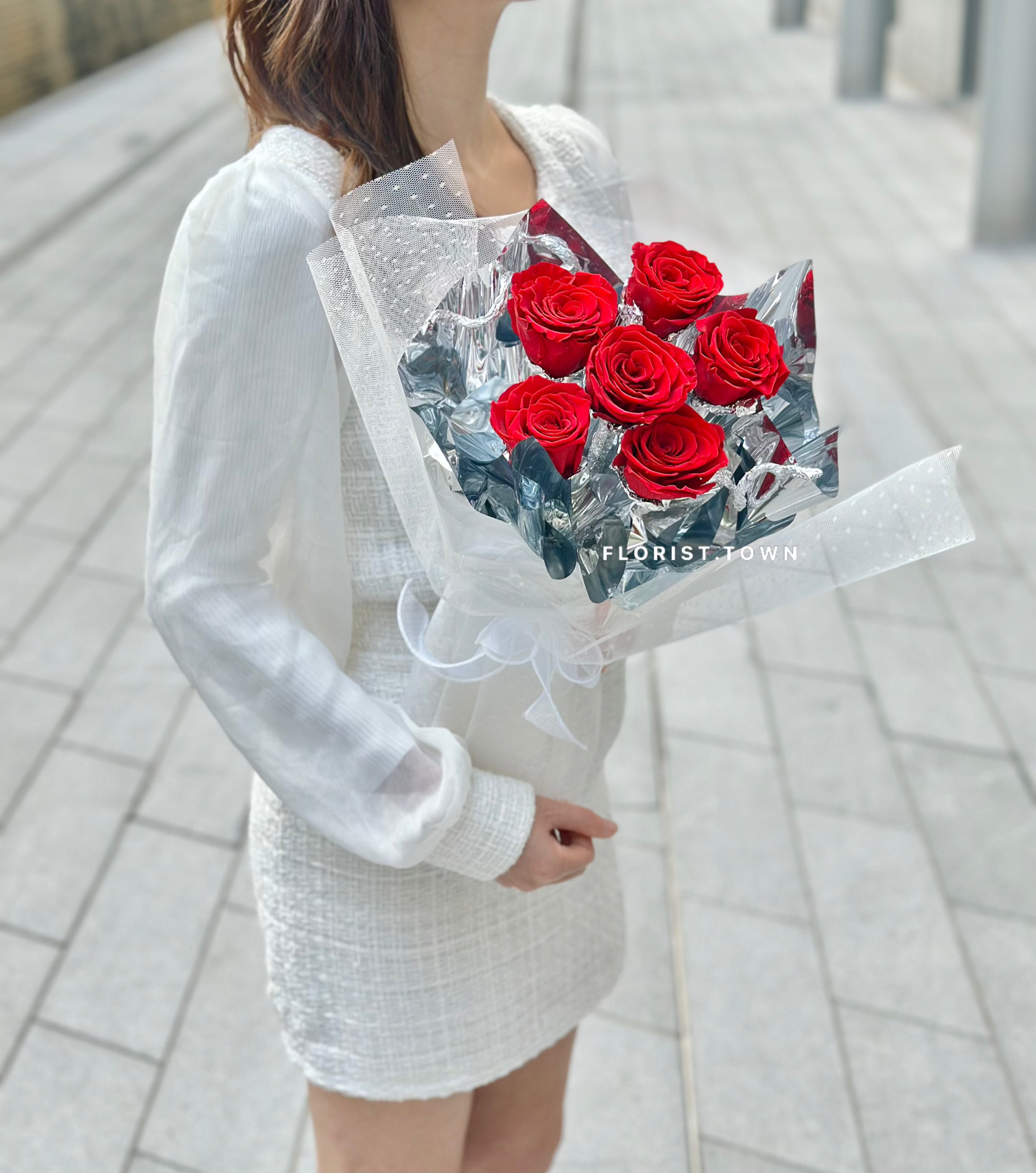 鏡面紗網紅玫瑰花束M SIZE