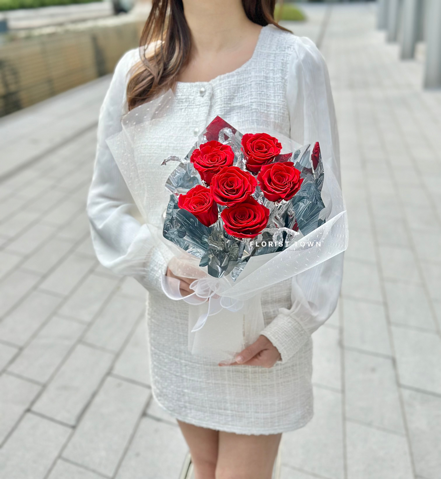 鏡面紗網紅玫瑰花束M SIZE