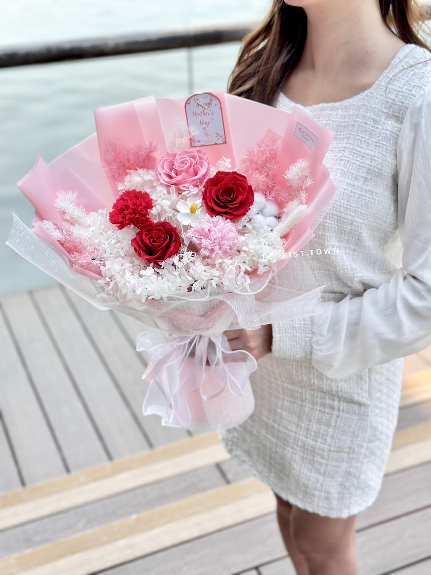 高貴玫瑰康乃馨花束(L Size)