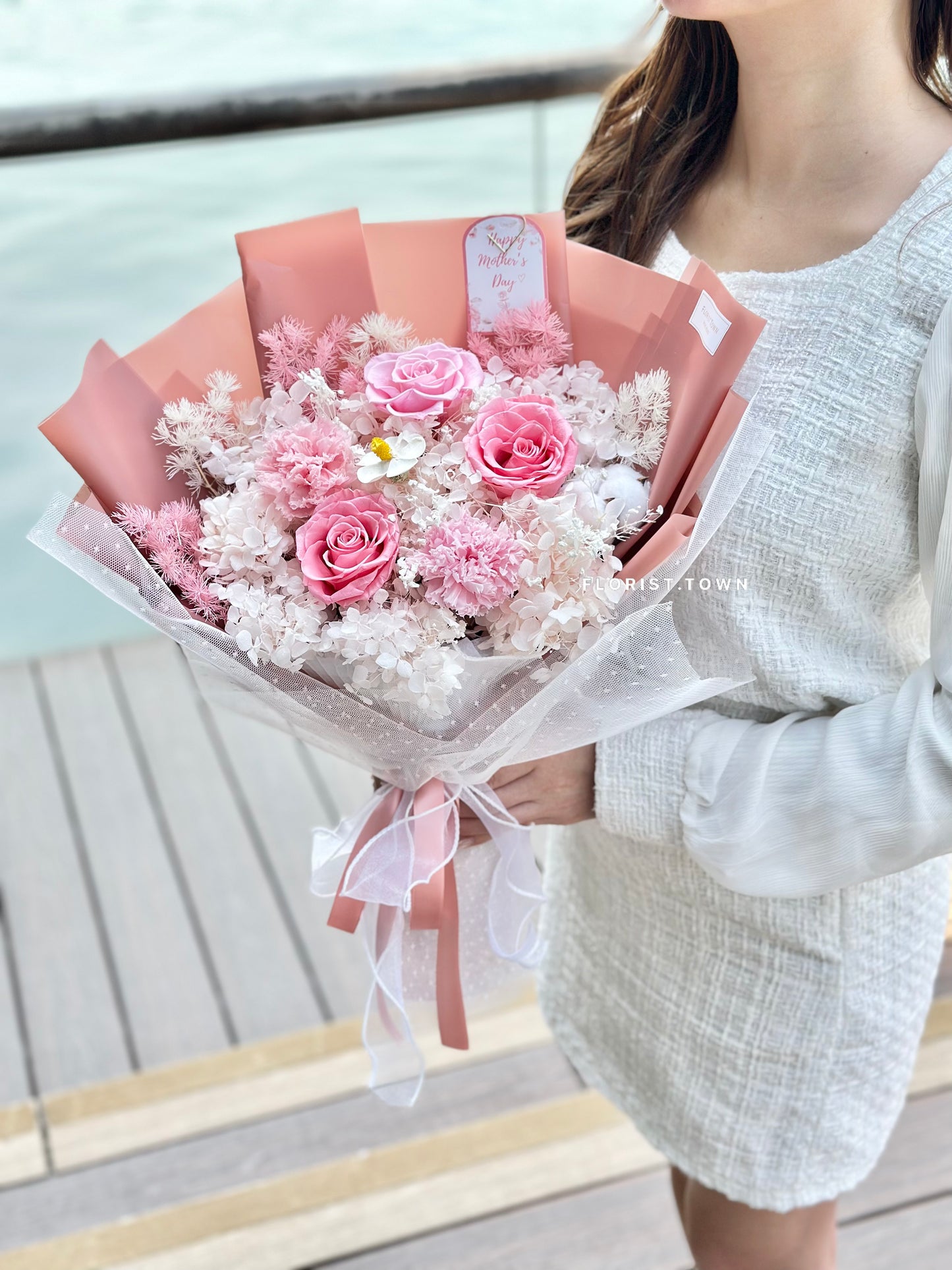優雅玫瑰康乃馨花束(L Size)