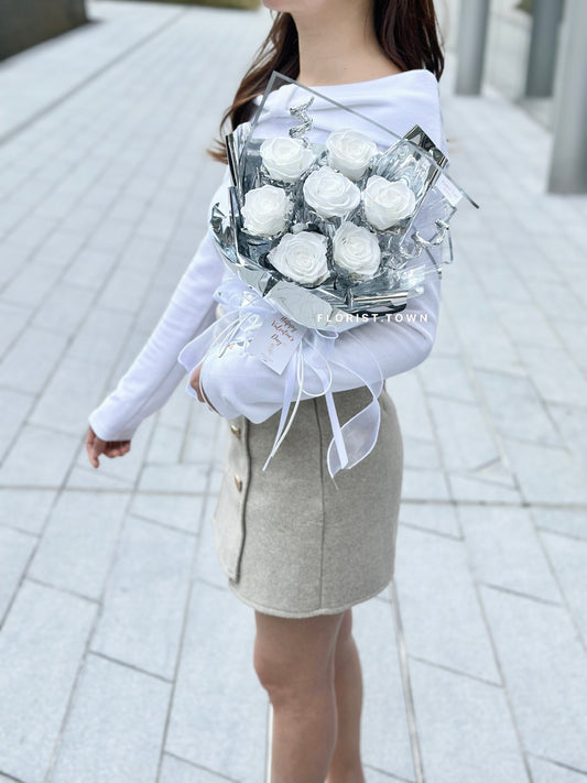 高級感白玫瑰禮盒花盒(M Size)