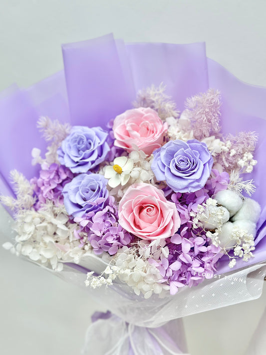 粉紫玫瑰繡球花束(L Size)