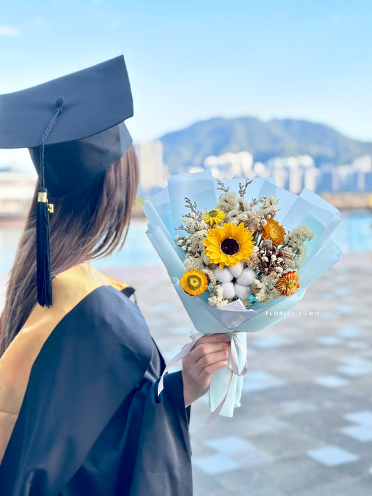 天藍色向日葵花束M SIZE