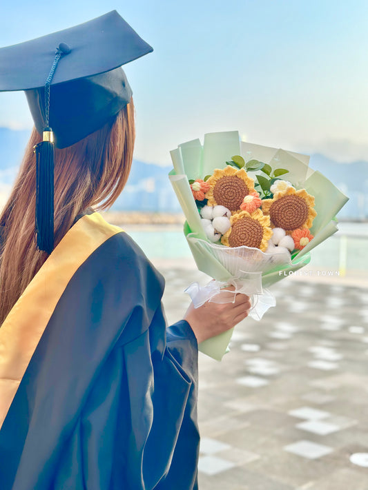 綠色針織向日葵花束M SIZE