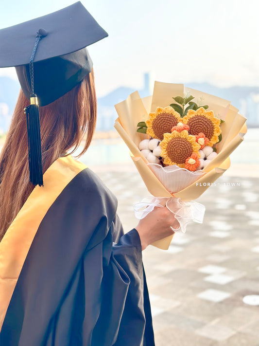 橙黃色針織向日葵花束M SIZE