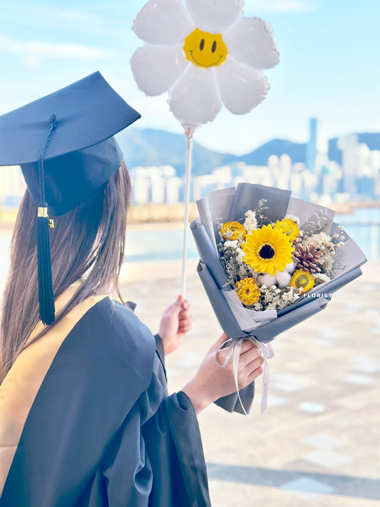 灰藍色向日葵花束M SIZE