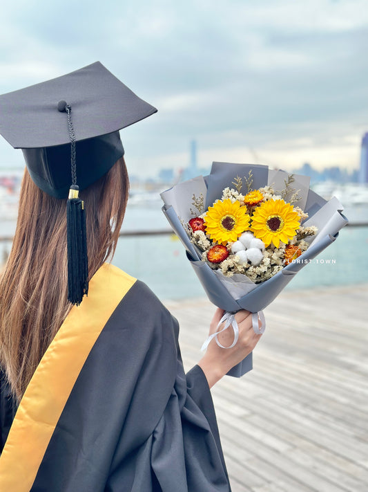 灰藍色向日葵花束M SIZE 《2朵款式》