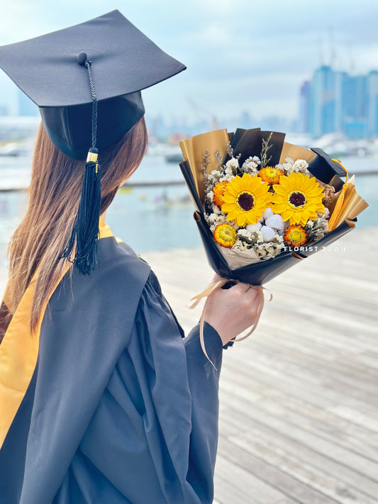 黑金色向日葵花束M SIZE 《2朵款式》