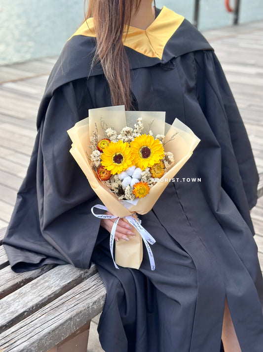 橙黃色向日葵花束M SIZE 《2朵款式》