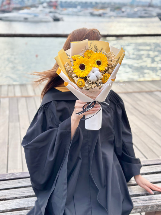 白金色向日葵花束M SIZE 《2朵款式》