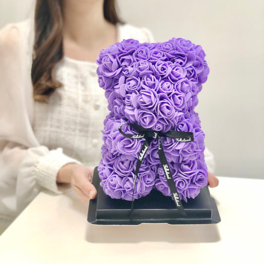 紫色經典玫瑰小熊