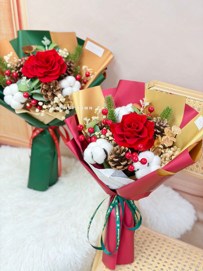 紅金色聖誕花束M SIZE