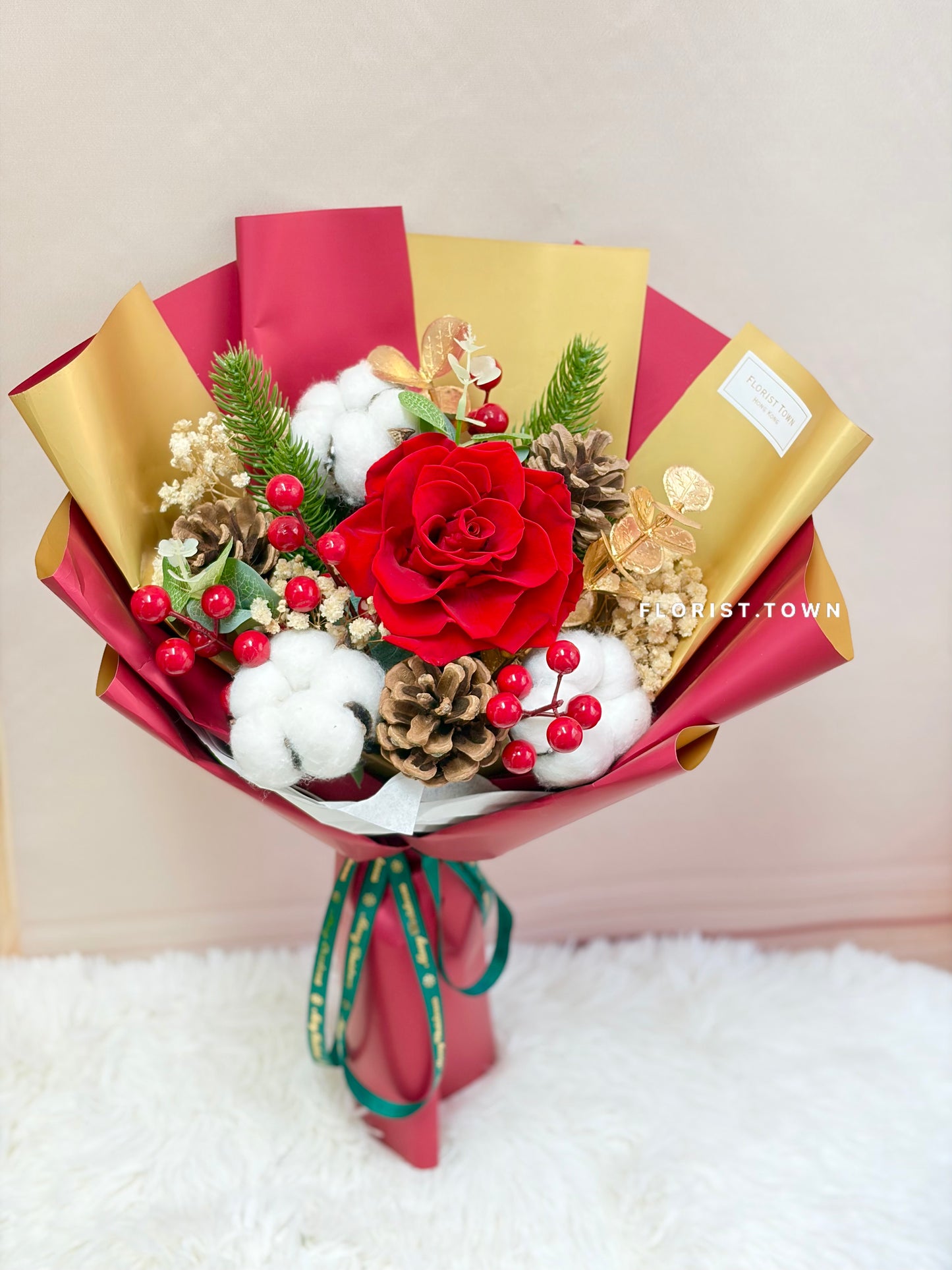 紅金色聖誕花束M SIZE