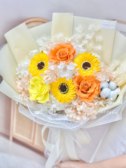 陽光玫瑰向日葵繡球花束（L Size）