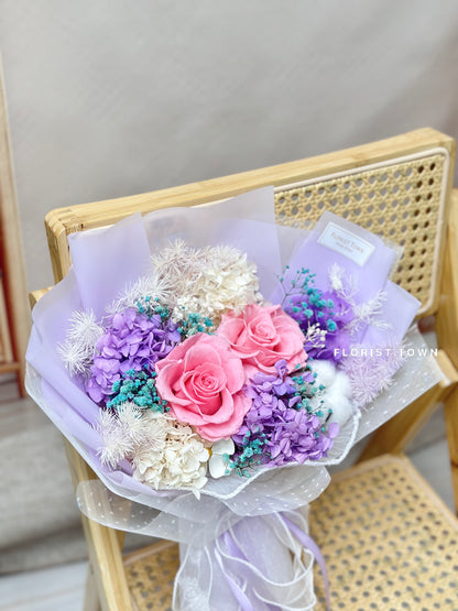 Forever Love系列丨粉紫滿天星玫瑰繡球花束（M Size）
