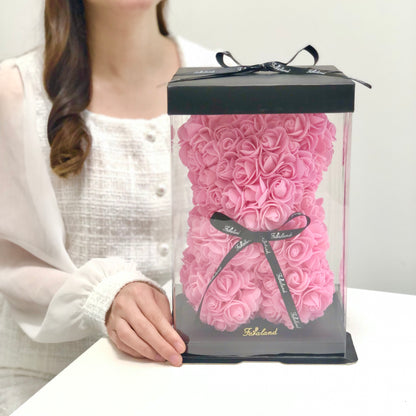 粉色經典玫瑰小熊