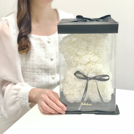 白色經典玫瑰小熊