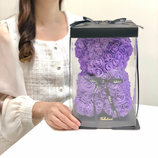 紫色經典玫瑰小熊