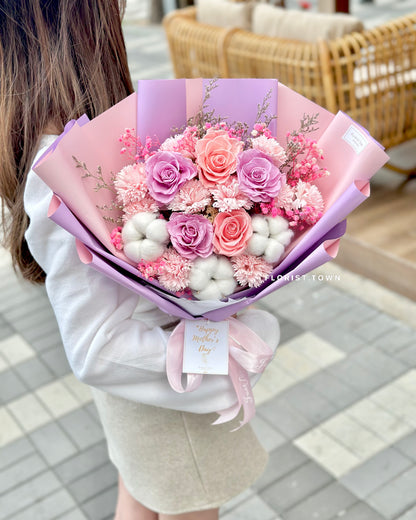 粉紫玫瑰康乃馨花束L SIZE