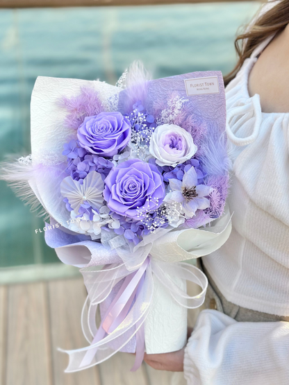 情人節浪漫紫玫瑰禮盒花束（M Size）