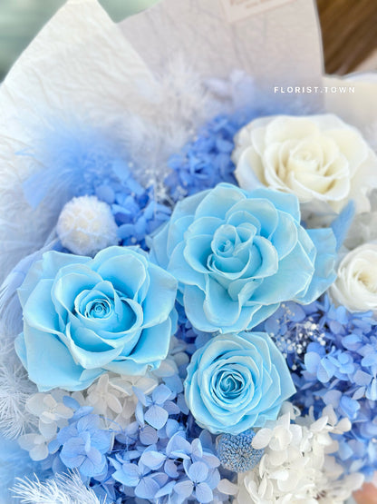 情人節溫柔藍玫瑰花束（L Size）