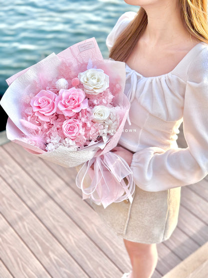 情人節甜蜜粉玫瑰花束（L Size）