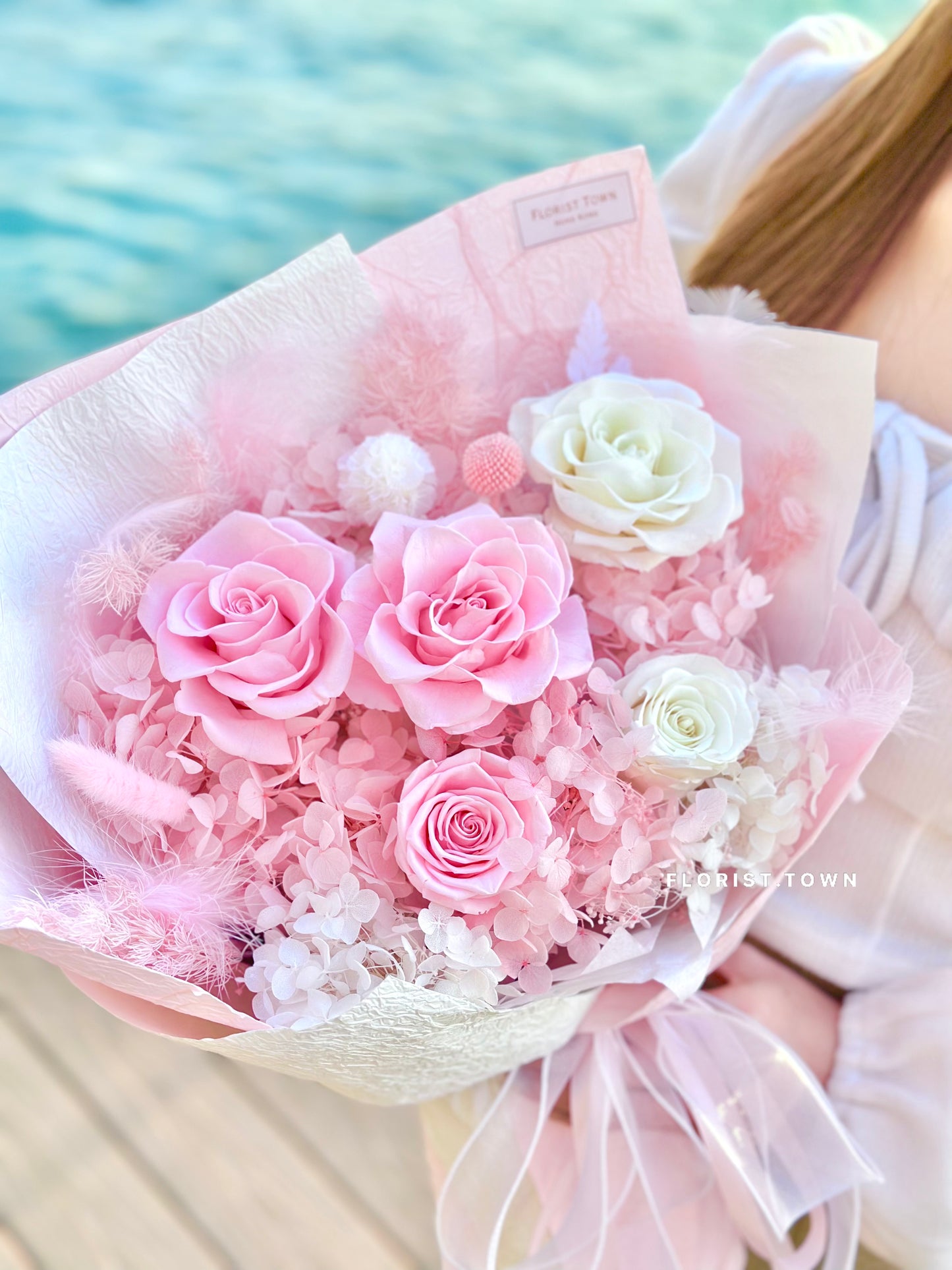 情人節甜蜜粉玫瑰花束（L Size）