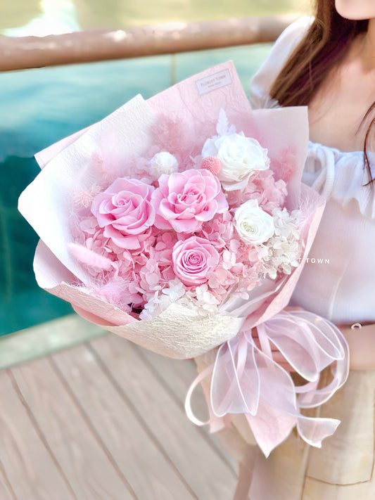情人節甜蜜粉玫瑰花束（L Size）